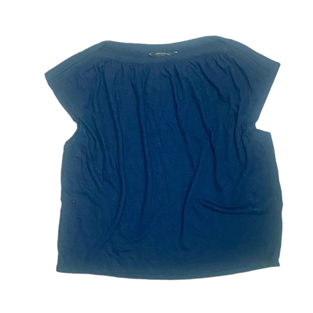 Banana Republic Crop Top Women Oversized T-shirt Navy Blue XS Sleeveless Tee
